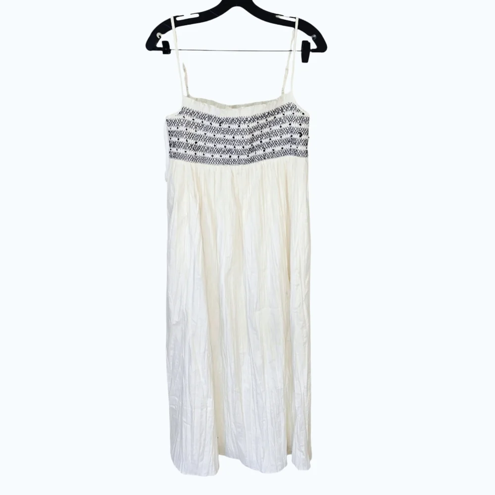 J. Crew Catania Crinkle Sun Dress Ivory Women's Medium New‎ NWT Smocked 2025